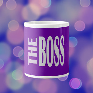 DE BOSS - vetgedrukte tekst - paarse Grote Koffiekop