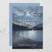 De bossterren van het bergmeer sparen de datum save the date (Voorkant / Achterkant)