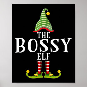 De Bossy Elf Grappig Matching Pyjama Xmas Poster