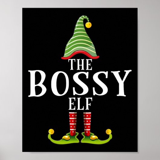 De Bossy Elf Grappig Matching Pyjama Xmas Poster (Voorkant)