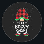 De Bossy Gnome bijpassende familie Kerstmis Ronde Sticker<br><div class="desc">De Bossy Gnome bijpassende familie Kerstmis</div>