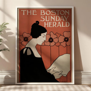 De Boston Sunday Herald Vintage Tijdschrift Cover Poster