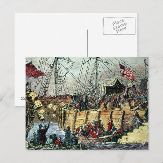 De Boston Tea Party, 16 december 1773 Briefkaart (Voorkant / Achterkant)