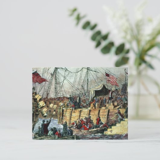 De Boston Tea Party, 16 december 1773 Briefkaart (Staand voorkant)