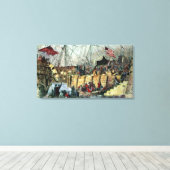 De Boston Tea Party, 16 december 1773 Canvas Afdruk (Insitu (Houten vloer))