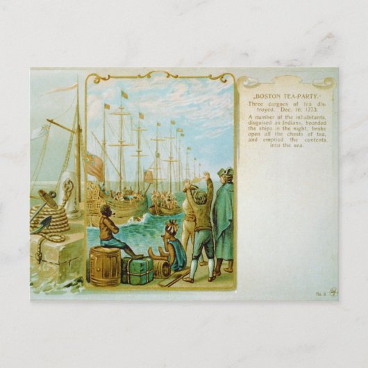 De Boston Tea Party van 16 december 1773 Briefkaart (Voorkant)
