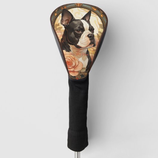 De Boston Terrier Dog 001 - Natalia Mucha Golfheadcover (Voorkant)