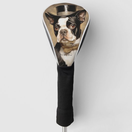 De Boston Terrier Dog 001 - Odessa Leyendecker Golfheadcover (Voorkant)
