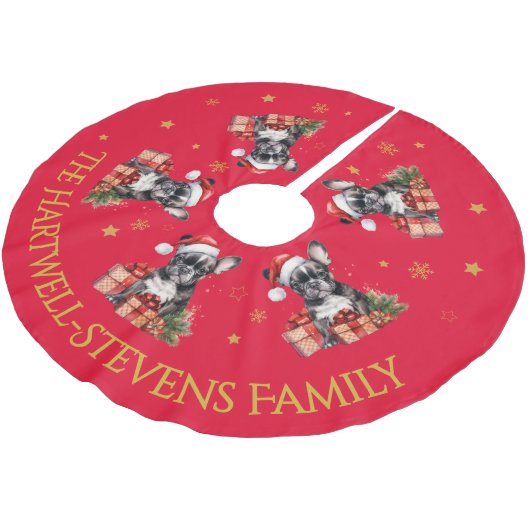 De Boston Terrier draagt een Pet Kerstboom Rok (Gekanteld)