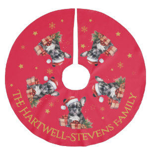 De Boston Terrier draagt een Pet Kerstboom Rok