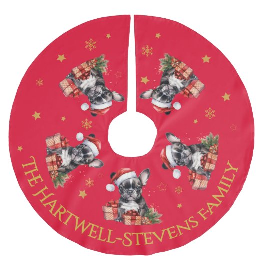 De Boston Terrier draagt een Pet Kerstboom Rok (Voorkant)