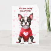 De Boston Terrier Puppy in de Valentijn van de tru Feestdagen Kaart (Voorkant)