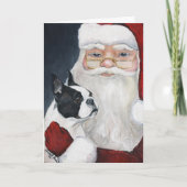 De Boston Terrier vertelt de Kerstman Art Christma Feestdagen Kaart (Voorkant)