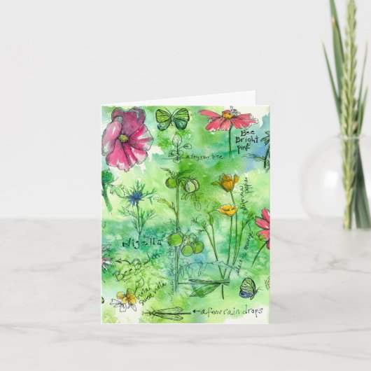 De botanische Bloemen van de Waterverf Sketchbook Bedankkaart (Voorkant)