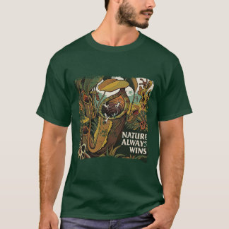 De botanische consumptie: "Natuur wint altijd" T-shirt