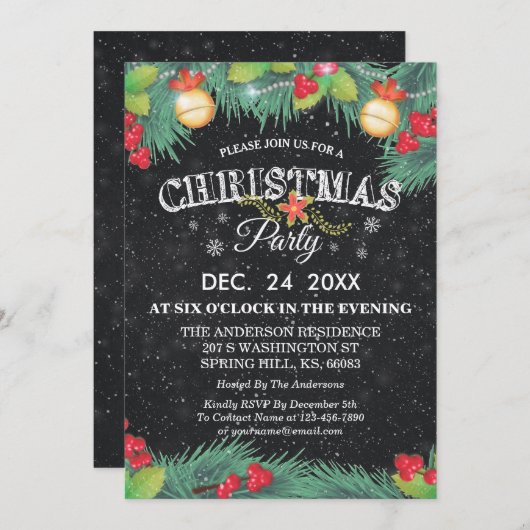 De botanische Partij van Kerstmis van de Kaart (Voorkant / Achterkant)