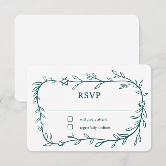 De botanische ster van David Bar Bat Mitswa RSVP Kaartje (Voorkant / Achterkant)