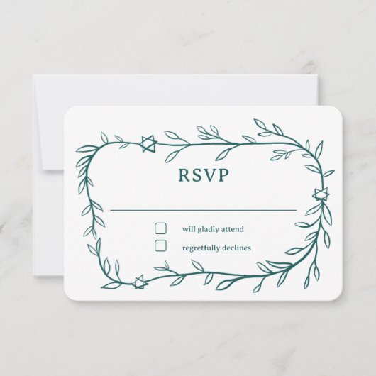 De botanische ster van David Bar Bat Mitswa RSVP Kaartje (Voorkant)