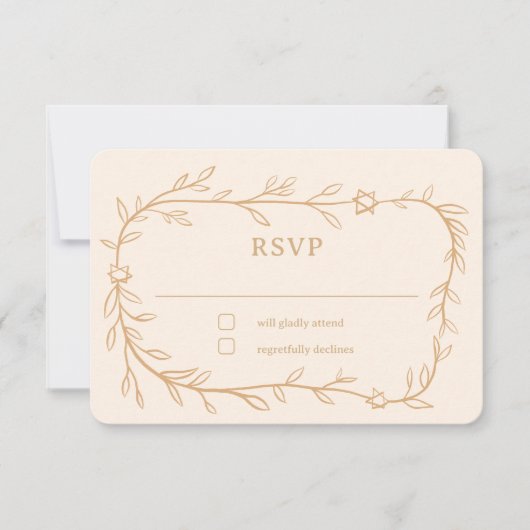 De botanische ster van David Bar Bat Mitswa RSVP Kaartje (Voorkant)