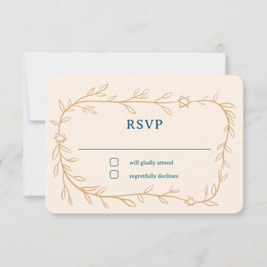 De botanische ster van David Bar Bat Mitswa RSVP Kaartje (Voorkant)