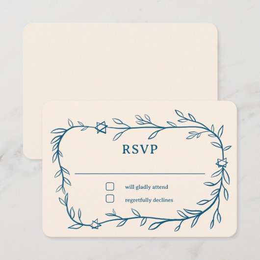 De botanische ster van David Bar Bat Mitswa RSVP Kaartje (Voorkant / Achterkant)