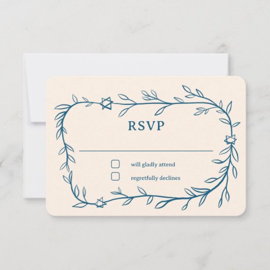 De botanische ster van David Bar Bat Mitswa RSVP Kaartje (Voorkant)