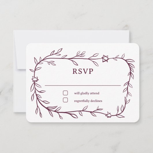De botanische ster van David Bar Bat Mitswa RSVP Kaartje (Voorkant)