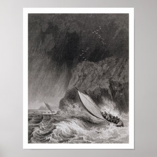 De boten van Walden Island in een sneeuwruim storm Poster