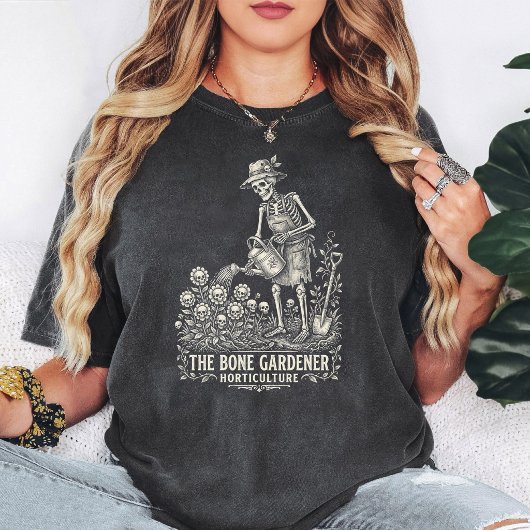 De Botkweker Skelet Schedel Bloem Kunst T-shirt