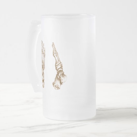 De botten van de menselijke voet matglas bierpul (Voorkant links)