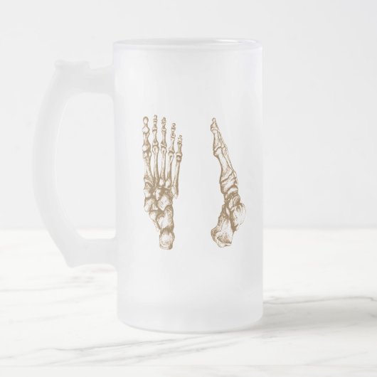 De botten van de menselijke voet matglas bierpul (Links)