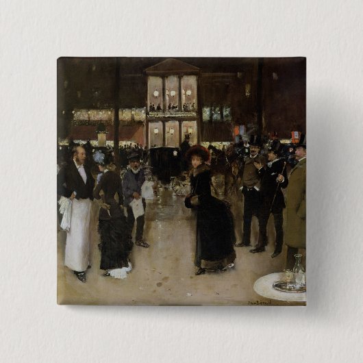 De Boulevard bij nacht Vierkante Button 5,1 Cm (Voorkant)