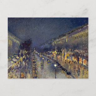 De Boulevard Montmartre in Night Pissarro Briefkaart