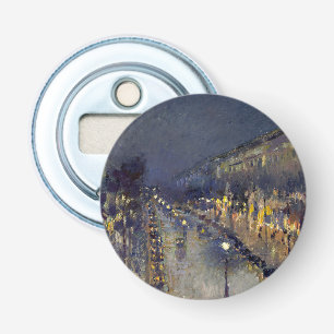 De Boulevard Montmartre in Night Pissarro Button Flesopener