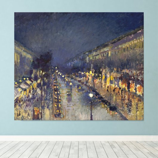 De Boulevard Montmartre in Night Pissarro Canvas Afdruk (Insitu (Houten vloer))