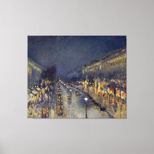 De Boulevard Montmartre in Night Pissarro Canvas Afdruk