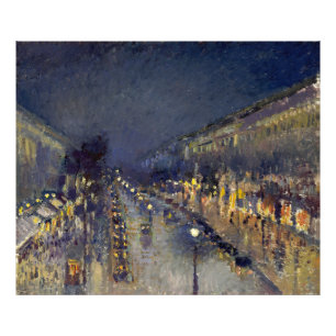 De Boulevard Montmartre in Night Pissarro Foto Afdruk