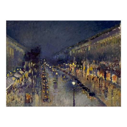 De Boulevard Montmartre in Night Pissarro Perfect Poster (Voorkant)