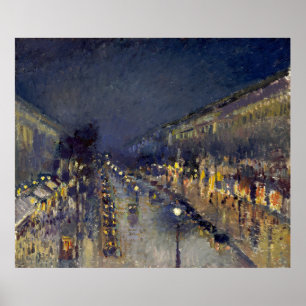 De Boulevard Montmartre in Night Pissarro Poster