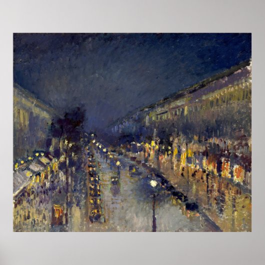 De Boulevard Montmartre in Night Pissarro Poster (Voorkant)