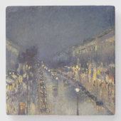 De Boulevard Montmartre in Night Pissarro Stenen Onderzetter (Voorkant)