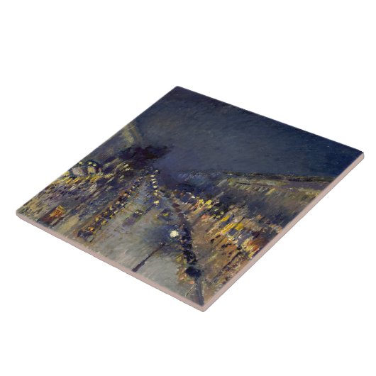 De Boulevard Montmartre in Night Pissarro Tegeltje (Zijkant)