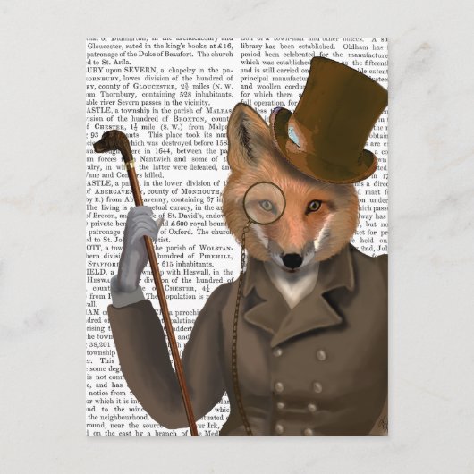 De Bounder Fox Print Briefkaart (Voorkant)