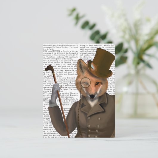 De Bounder Fox Print Briefkaart (Staand voorkant)