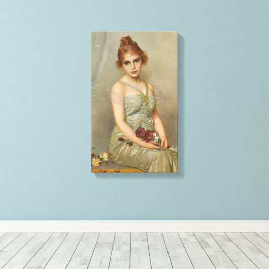 De Bouquet van Vittorio Matteo Corcos Canvas Afdruk (Insitu (Houten vloer))