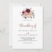 De Bourgondische Roze Blush Bloemen Bruiloft van Kaart (Voorkant)