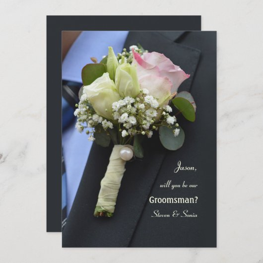De Boutonniere Bruidsjonker Verzoekkaart Kaart (Voorkant / Achterkant)