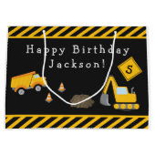 De bouw Happy Birthday met Naam en Leeftijd Jongen Groot Cadeauzakje (Voorkant)