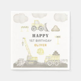 De bouw Leuke Bouw Kinder 1e Verjaardagsfeestje Servet