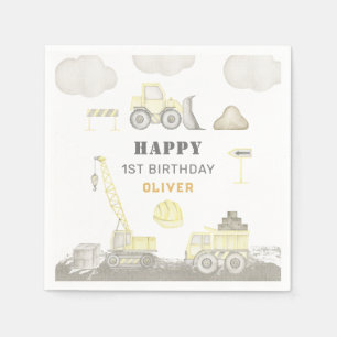 De bouw Leuke Bouw Kinder 1e Verjaardagsfeestje Servet